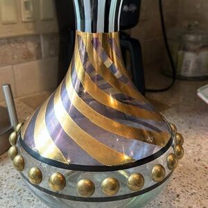 MacKenzie Childs Tango Circus Decanter Vase Glass Vintage
